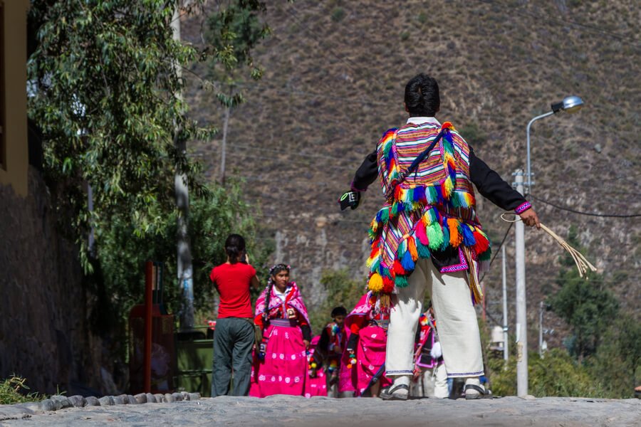 Traditional Guatemalan dancers in colorful costumes